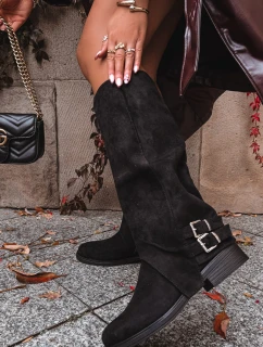 Zateplené dámské kozačky s klipsy černé Umbria