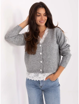 Dámský svetr PM SW F513.16 Šedý s ecru - FPrice Dámský svetr PM SW F513.16 Šedý s ecru - FPrice