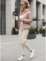 Dámská prošívaná bunda s kapucí ve světle růžové barvě FashionStreet TY5532