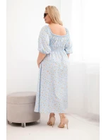 Dámská Plus Size šaty s výstřihem na tkaničky a elastickým pasem modrá