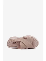 Kožené dámské sandály na platformě S.Barski LR61-7005 Béžové Kožené dámské sandály na platformě S.Barski LR61-7005 Béžové