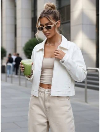 Dámská džínová bunda bílá FashionStreet TY5599