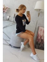 Halenka s potiskem koláží černá Halenka s potiskem koláží černá