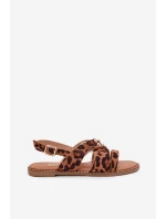 Dámské sandály na plochém podpatku se zlatými hroty panterka Zanira