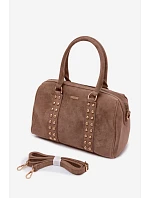 Kufříková kabelka s zlatými sponami tmavě béžová Emelle