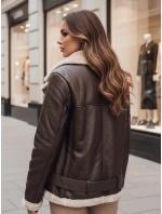 Dámská kožená bunda s ovčí kůží NORFDIMA hnědá FashionStreet TY4736z Dámská kožená bunda s ovčí kůží NORFDIMA hnědá FashionStreet TY4736z