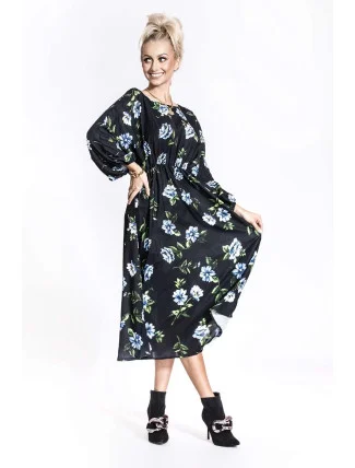 Černo/světle modré dámské květované kimonové šaty s kulatým výstřihem Ann Gissy (XY202116) Černo/světle modré dámské květované kimonové šaty s kulatým výstřihem Ann Gissy (XY202116)