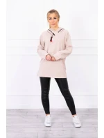 Béžová tunika na zip s kapucí Oversize