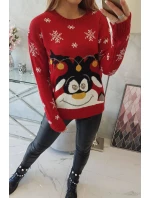 Vánoční svetr se sobem červený