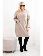 Dámské šaty Plus Size máslo s kapsou a rukávem 3/4 fango