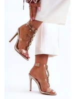 Vysoké Sandály Přezky D&A MR-16 Zlaté Vysoké Sandály Přezky D&A MR-16 Zlaté