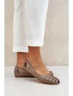 Zazoo 10009 Pohodlné dámské kožené baleríny tmavě béžové