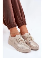 Dámské Kožené Sportovní Tenisky Zlaté Brumia