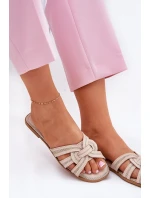 Dámské Plážové Sandály S Proplétajícími Pásky Béžové Acimine