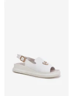 Dámské kožené sandály s ozdobou Vinceza 66757 bílé