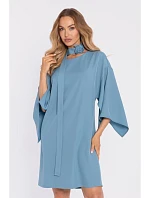 M908 Šaty s ozdobnými širokými rukávy - nebesky modré M908 Šaty s ozdobnými širokými rukávy - nebesky modré