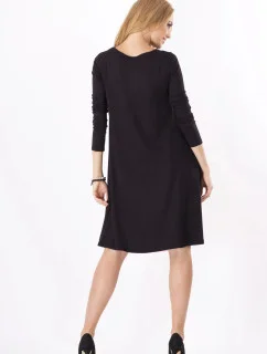 Dámské šaty volný střih 3/4 rukáv vhodné i pro těhotné středně dlouhé grafitové - Černá - BeYou