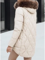 Dámská zimní bunda s kožešinou ecru FashionStreet TY5495