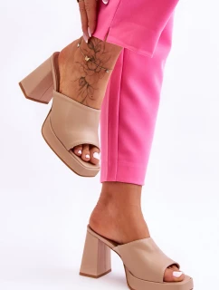 Kožené vysoké podpatky béžové Livesa