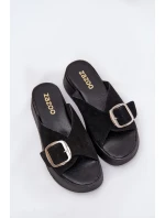 Dámské Semišové Pantofle S Přezkou Na Platformě Černé Zazoo 3019