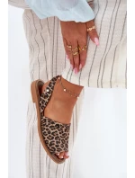 Zazoo 40327 Kožené Nazouvací Sandály Leopardí