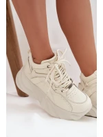 Dámské tenisky přírodní kůže GOE SS2N4037 Ztemnělá bílá