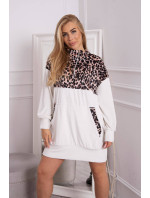 Velurové šaty s leopardím vzorem ecru