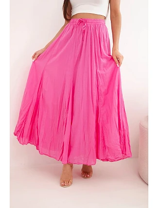 Dámská maxi bavlněná sukně s gumičkou v pase camelová