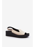 Zazoo 2893 Dámské kožené sandály na tlusté podrážce světle béžové