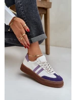 Zazoo N1068 Kožené Nízké Sneakersy Dámské Na Platformě Bílé