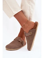 Dámské pantofle Chodaki Z Přírodního Semiše Vinceza 101332 Tmavě Béžové