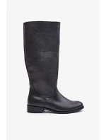 Dámské Kožené Polokozačky Na Zip Lewski 3616 Černé