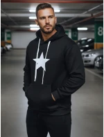 Pánská mikina s kapucí černá FashionStreet BX5924 Pánská mikina s kapucí černá FashionStreet BX5924