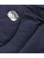 Tmavě modrá dámská zimní bunda v délce ke kolenům (m-21601) Tmavě modrá dámská zimní bunda v délce ke kolenům (m-21601)