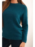 Dámský svetr z baby alpaky s dlouhým rukávem mořský Dámský svetr z baby alpaky s dlouhým rukávem mořský
