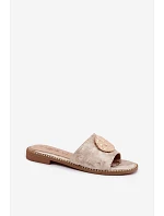 Dámské žabky s ozdobným detailem Ploché podpatky KV61-6034 Zlaté