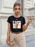FALCI dámské bavlněné tričko černé FashionStreet RY2397 FALCI dámské bavlněné tričko černé FashionStreet RY2397