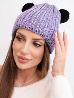 Dámská zimní čepice vlněná s bambulí K433 fialová