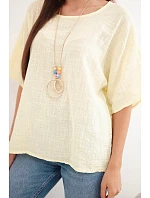 Dámská bavlněná oversize halenka s krátkým rukávem žlutá