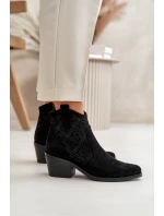 Děrované Kozačky Na Zip Eko Semišové Černé S.Barski HY42-944