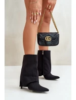 Dámské boty na podpatku se zahnutým svrškem a špičatými špičkami černé Naritua