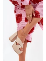 Dámské Klapky Na Platformě A Podpatku Béžové Lenobos