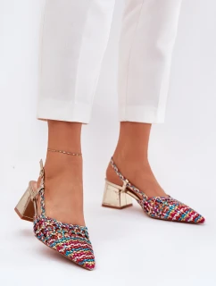 Sandály Na Podpatku S Pletením A Špičatými Nosy Multikolor Resterri