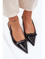 Lakované Sandály Na Jehlách S Mašlí Černé Naylna