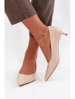 Lakované lodičky na nízkém podpatku Béžové Girela