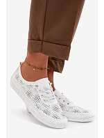 Kožené síťované dámské polobotky LR61-7083 Bílé