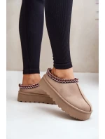 Nízké dámské sněhule s výšivkou na platformě světle béžové Narirya Nízké dámské sněhule s výšivkou na platformě světle béžové Narirya