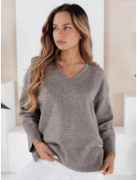 Dámský svetr s výstřihem do V VERALIA šedý FashionStreet MY2519