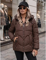Dámská zimní prošívaná bunda s kapucí, hnědá, FashionStreet TY5752 Dámská zimní prošívaná bunda s kapucí, hnědá, FashionStreet TY5752