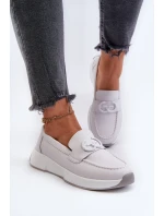 Dámské Kožené Mokasíny Na Platformě Světle Šedé S.Barski LR490